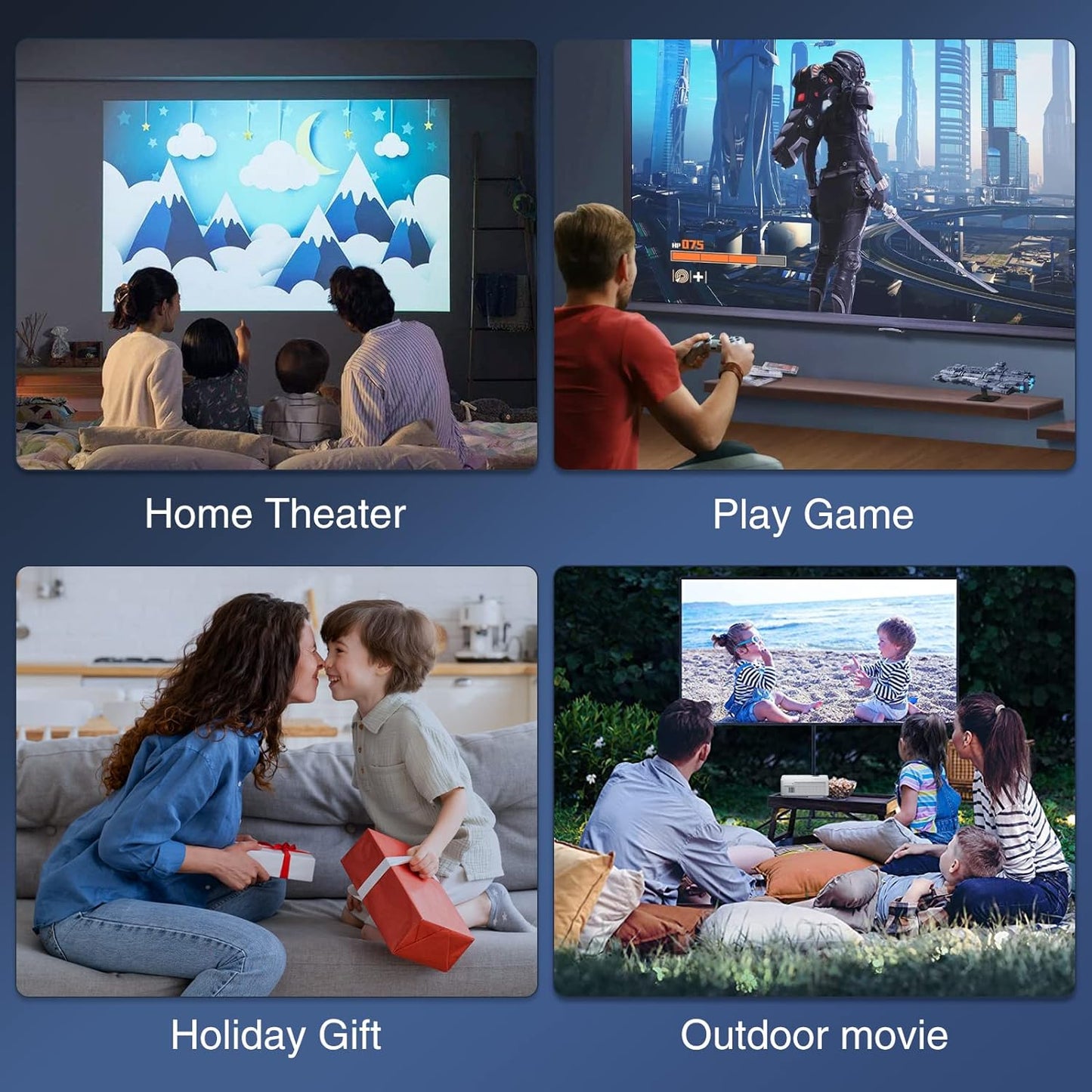 Movie Projector Compatible with TV Stick, HDMI & Phone