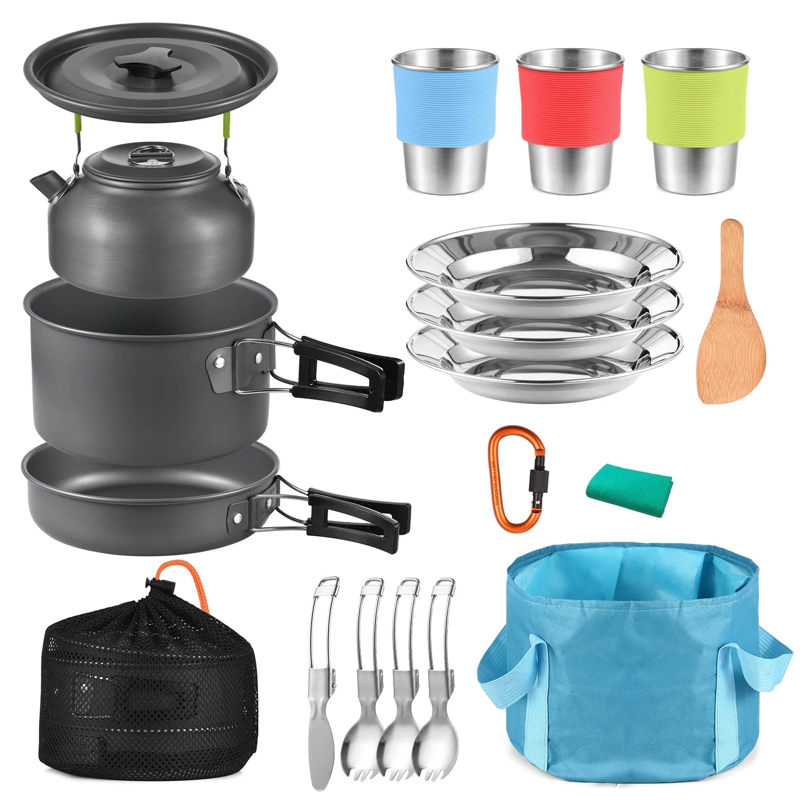 22Pc Complete Meal Time Camping Cookware Kit